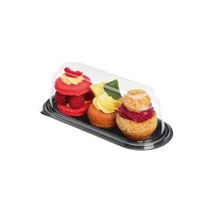 Boîte éclair fond noir RPET + couvercle cristal 180x75mm (6A00)